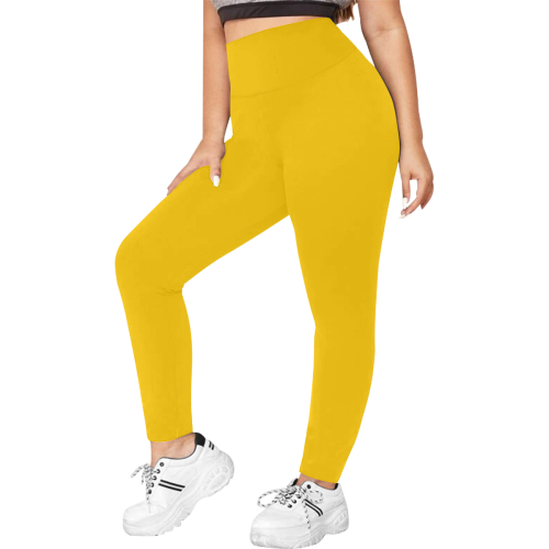 color mango Women's Plus Size High Waist Leggings (Model L44)