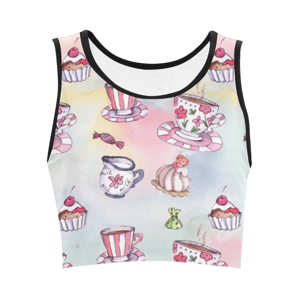 Coffee and sweeets Women's Crop Top (Model T42)