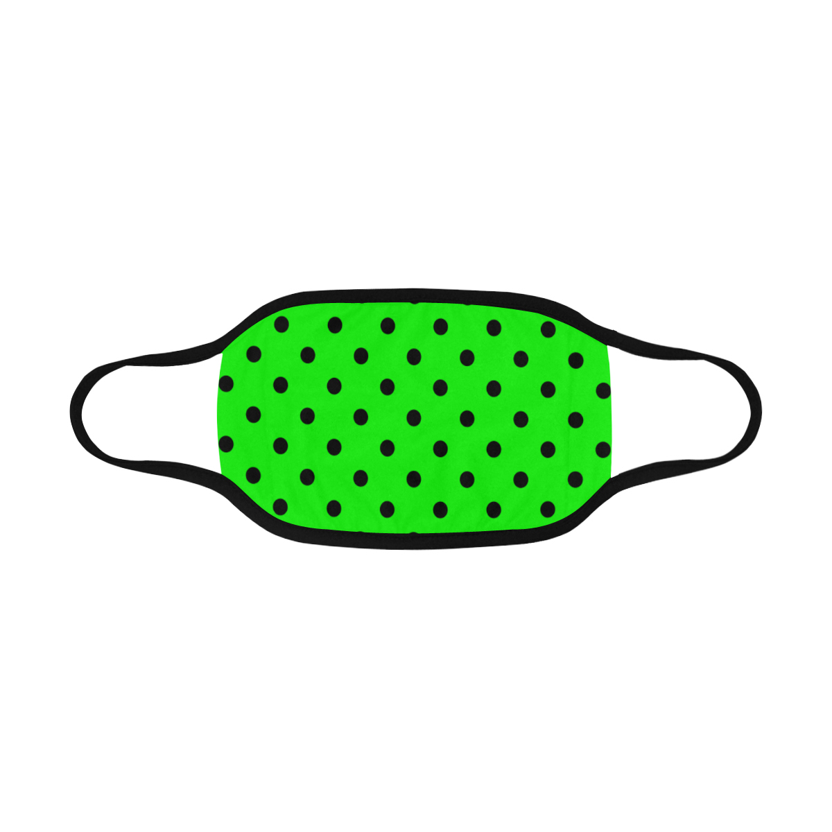 Polka Dots Black on Neon Green Mouth Mask