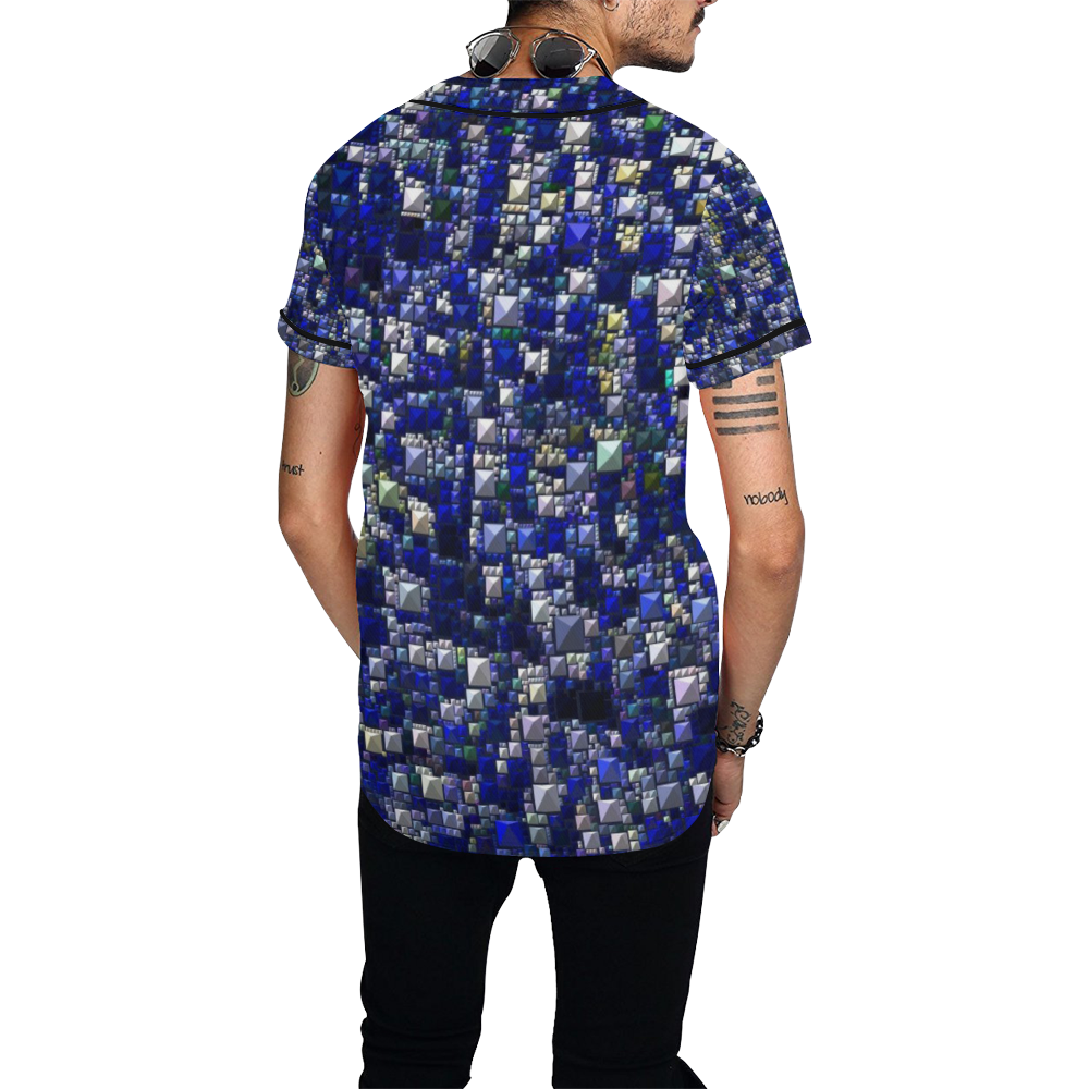 Sparkling and glittering, blue by JamColors All Over Print Baseball Jersey for Men (Model T50)