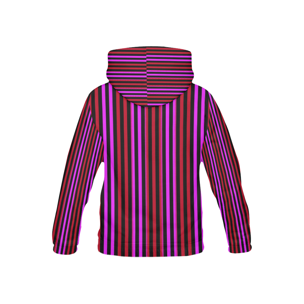 Modern Grape Pink Stripes All Over Print Hoodie for Kid (USA Size) (Model H13)