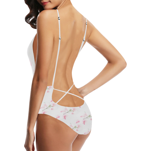 Pattern Orchidées Sexy Lacing Backless One-Piece Swimsuit (Model S10)