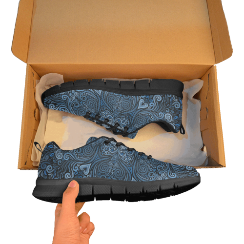 Blue Mandala Ornate Pattern 3D effect Women's Breathable Running Shoes (Model 055)
