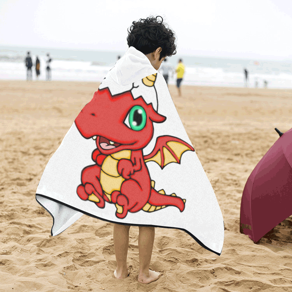 Baby Red Dragon White Kids' Hooded Bath Towels