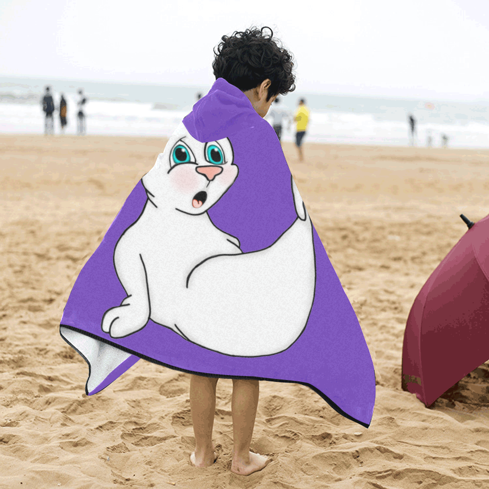 Surprised Seal Purple Kids' Hooded Bath Towels
