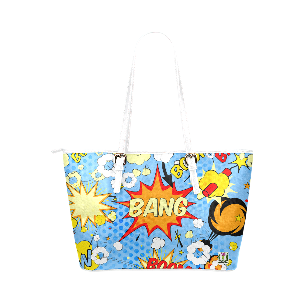 Fairlings Delight's Pop Art Collection- Comic Bubbles 53086k4 Leather Tote Bag/Small (Model 1651)