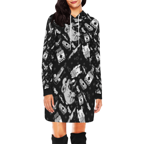 deathmaskcute24 All Over Print Hoodie Mini Dress (Model H27)