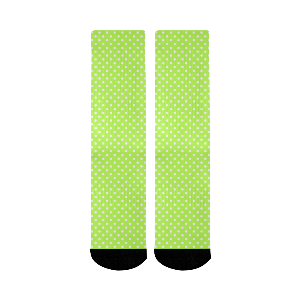 Mint green polka dots Mid-Calf Socks (Black Sole)