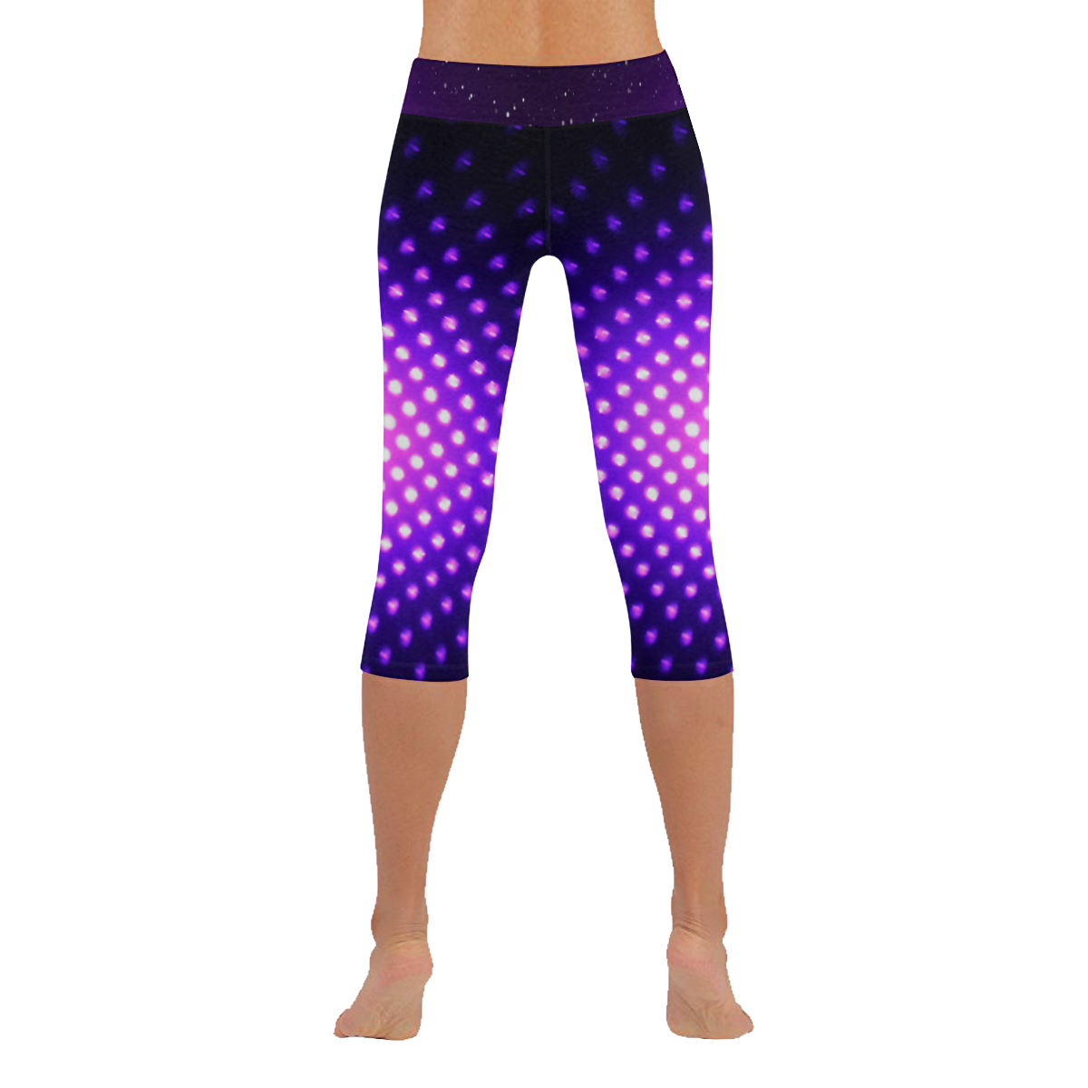 Purple LED Women's Low Rise Capri Leggings (Invisible Stitch) (Model L08)
