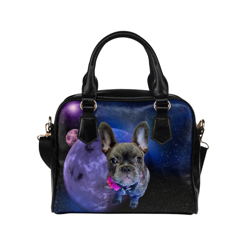 Dog French Bulldog and Planets Shoulder Handbag (Model 1634)