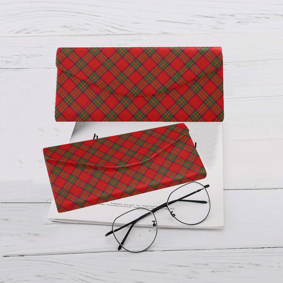 Red Tartan Plaid Pattern Custom Foldable Glasses Case