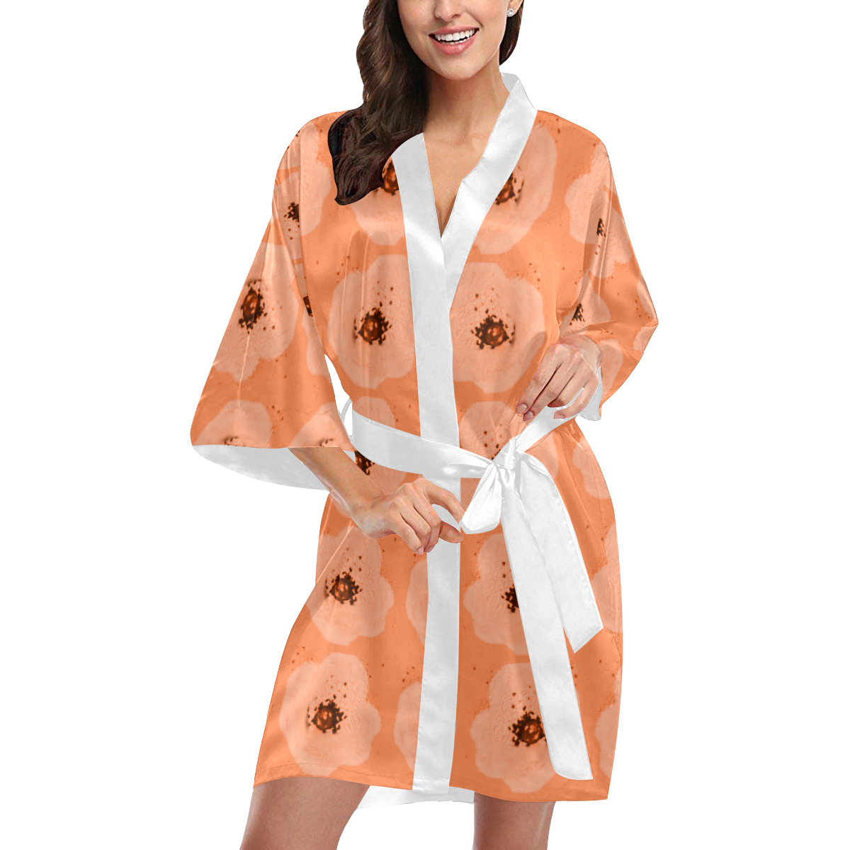 Peachy Floral Kimono Robe