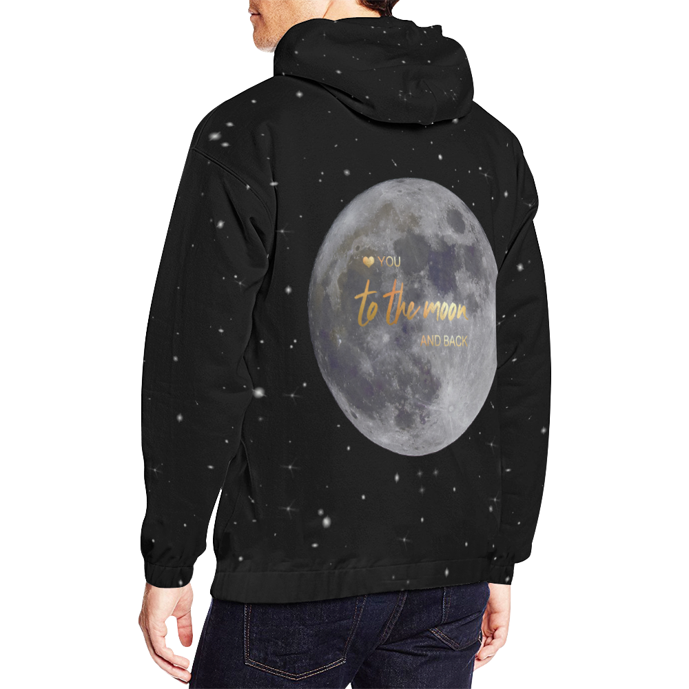 TO THE MOON AND BACK All Over Print Hoodie for Men/Large Size (USA Size) (Model H13)