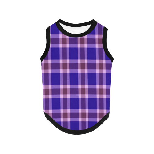 Navy Violet White Plaid All Over Print Pet Tank Top