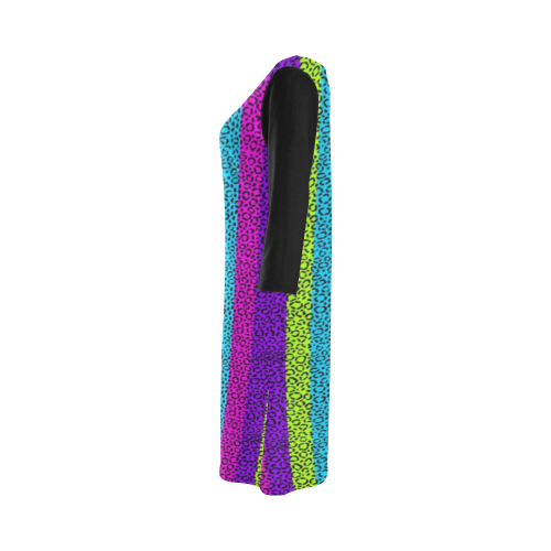 Rainbow Cheeta pattern Round Collar Dress (D22)