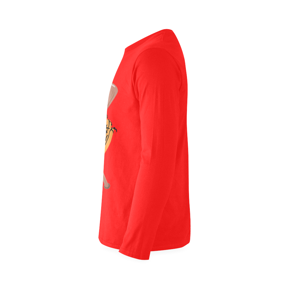 Sports Baseball Glove And Bat on Red Sunny Men's T-shirt (long-sleeve) (Model T08)