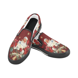 Santa Claus with gifts, vintage Women's Slip-on Canvas Shoes/Large Size (Model 019)