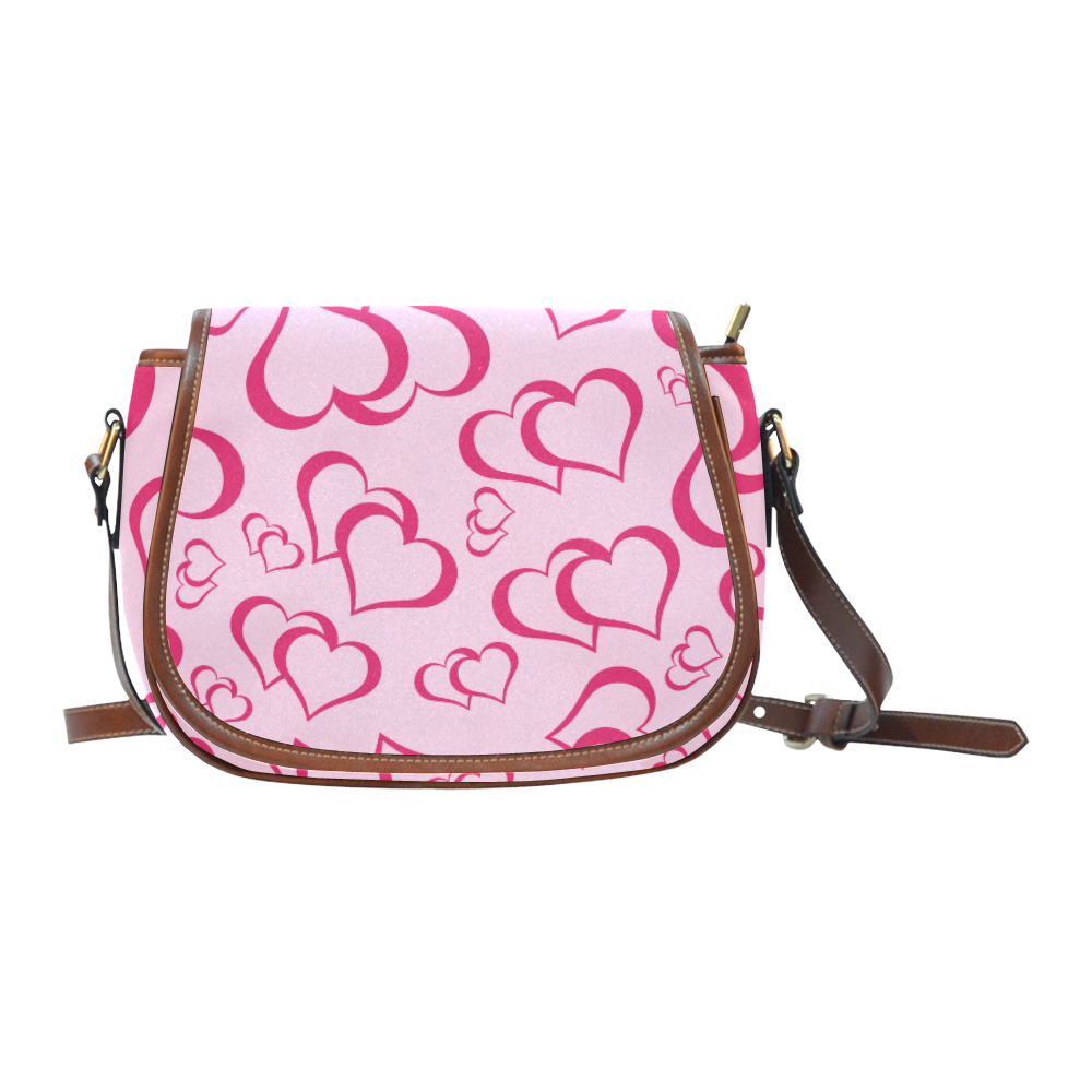 Pinky Blush Hearts Saddle Bag/Small (Model 1649) Full Customization