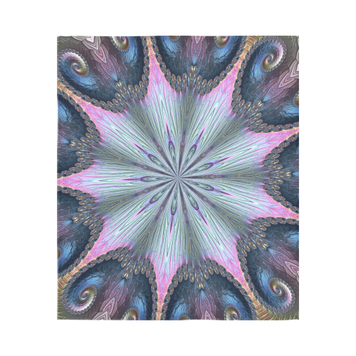 Pastel Abalone Shell Spiral Fractal Mandala 2 Cotton Linen Wall Tapestry 51"x 60"