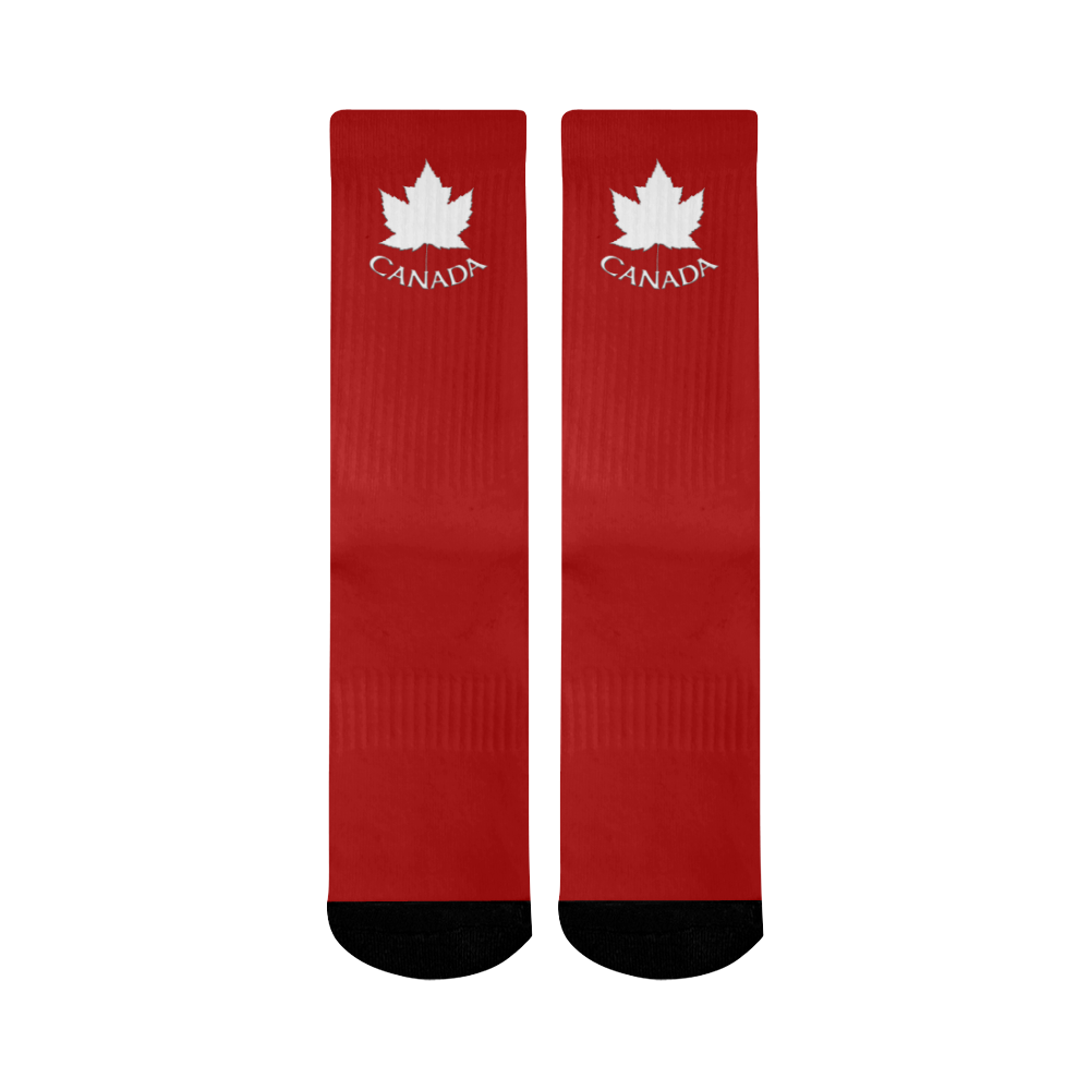 Canada Souvenir Socks Red Mid-Calf Socks (Black Sole)