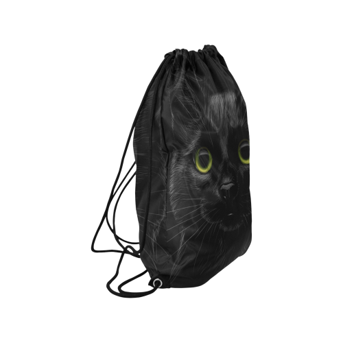 Black Cat Medium Drawstring Bag Model 1604 (Twin Sides) 13.8"(W) * 18.1"(H)