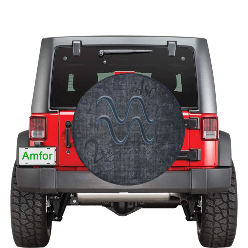 Astrology Zodiac Sign Aquarius in Grunge Style 34 Inch Spare Tire Cover