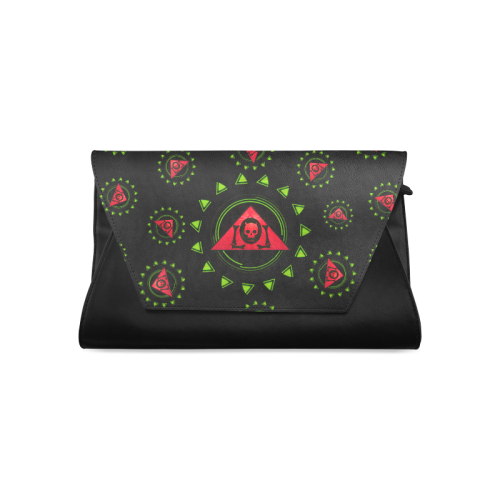 The Lowest of Low Triangle Skull "Roses" Clutch Bag (Model 1630)