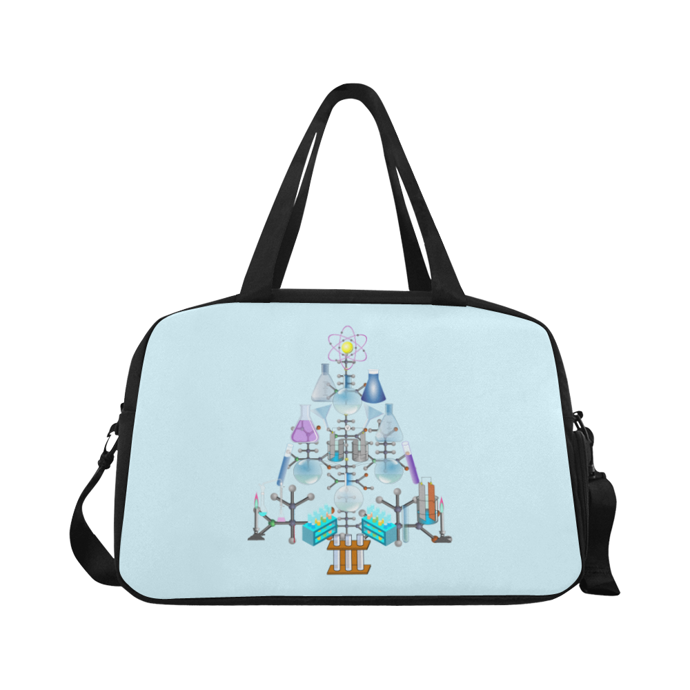 Oh Chemist Tree, Oh Chemistry, Science Christmas on Blue Fitness Handbag (Model 1671)