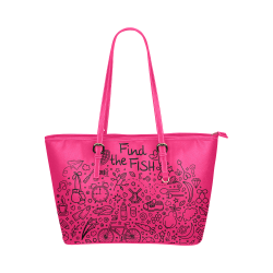 Picture Search Riddle - Find The Fish 1 Leather Tote Bag/Large (Model 1651)