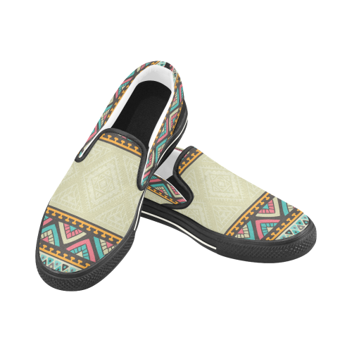 Beautiful Ethnic Tiki Design Women's Slip-on Canvas Shoes/Large Size (Model 019)