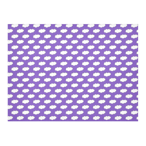 Clouds with Polka Dots on Purple Cotton Linen Tablecloth 52"x 70"