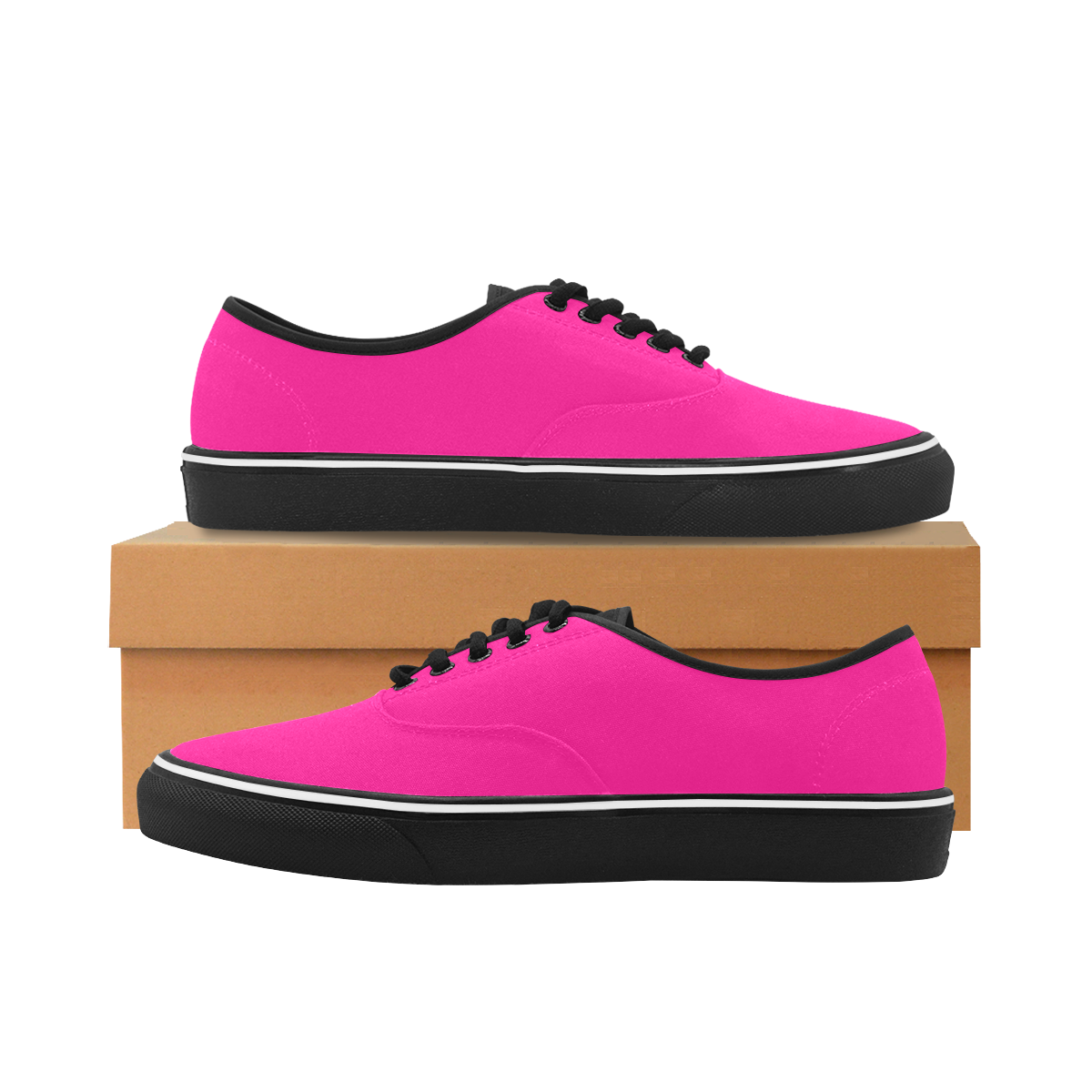 color deep pink Classic Men's Canvas Low Top Shoes (Model E001-4)