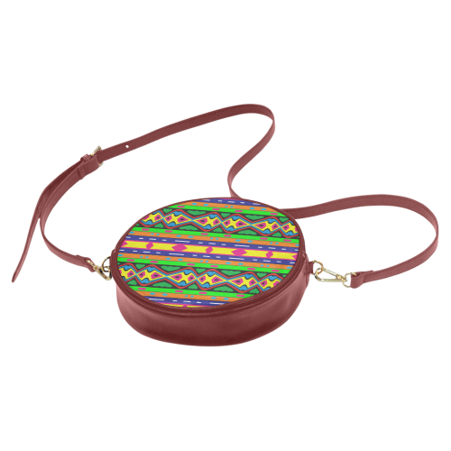 Distorted colorful shapes and stripes Round Sling Bag (Model 1647)