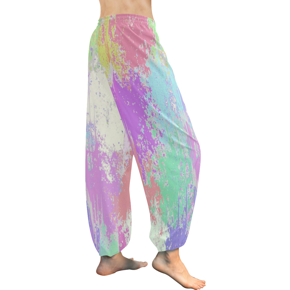 Pastel Paint Splatter Women's All Over Print Harem Pants (Model L18)