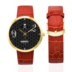 9-2 LADIES RED GATOR GIG WATCH Women's Golden Leather Strap Watch(Model 212)