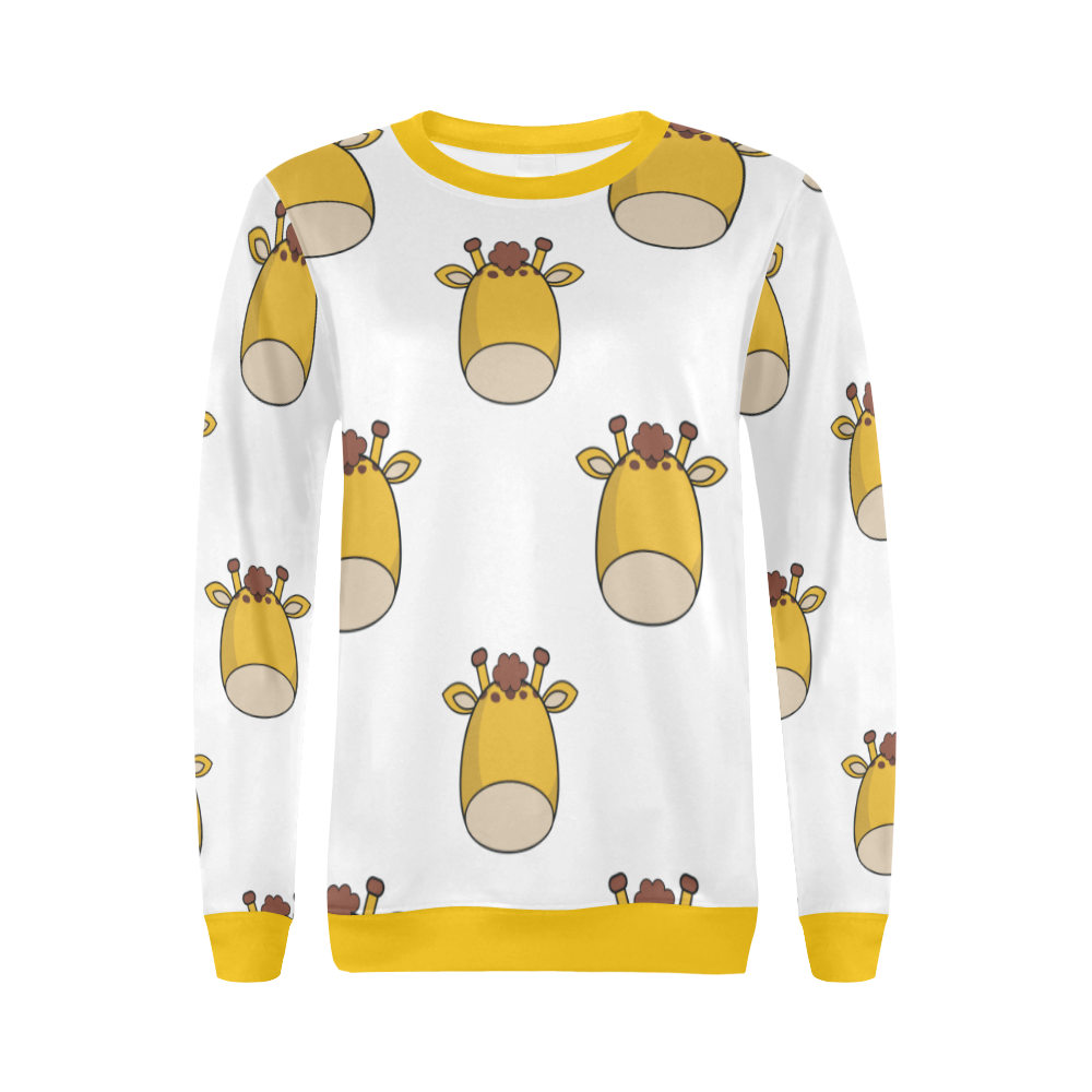 Giraffes white All Over Print Crewneck Sweatshirt for Women (Model H18)