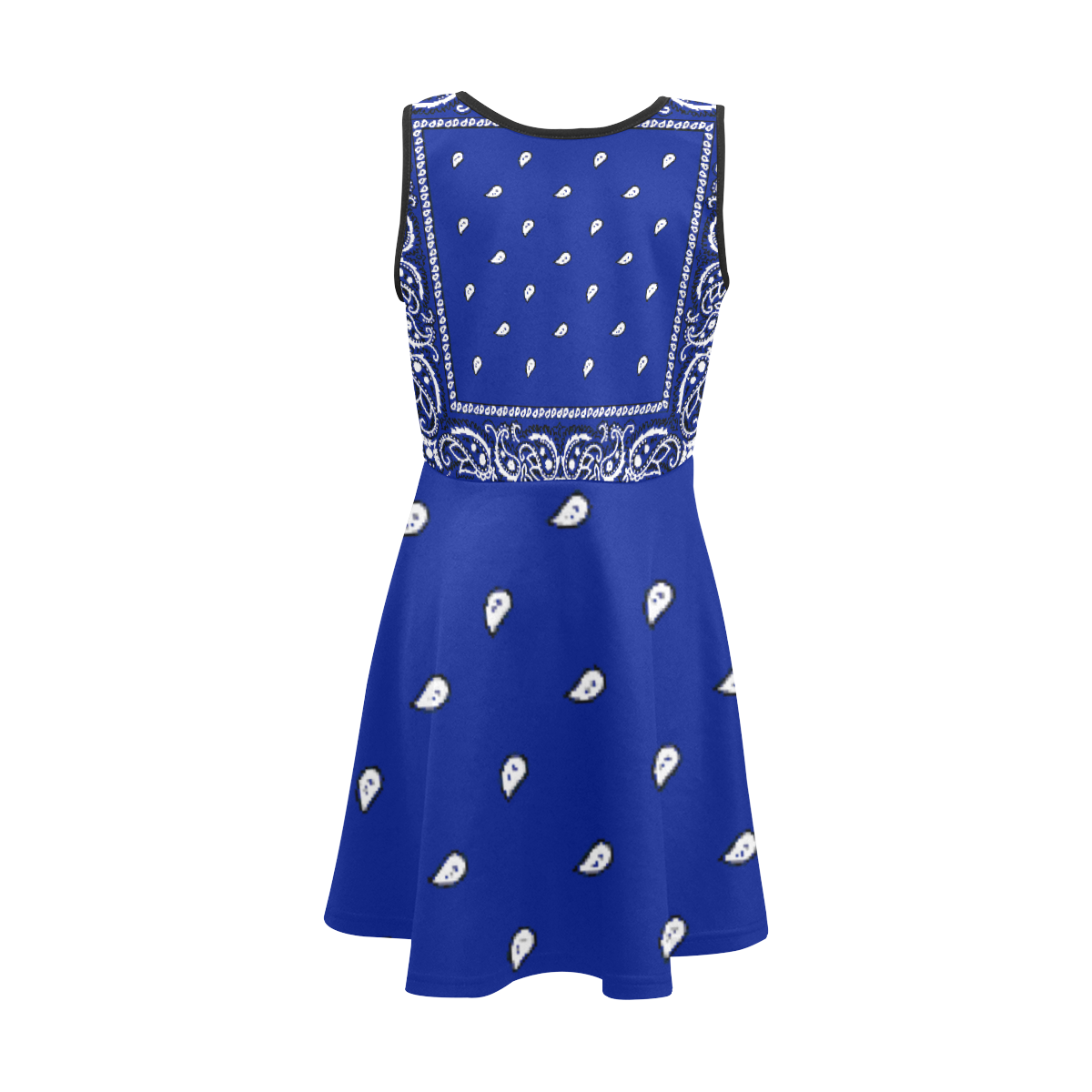 KERCHIEF PATTERN BLUE Girls' Sleeveless Sundress (Model D56)