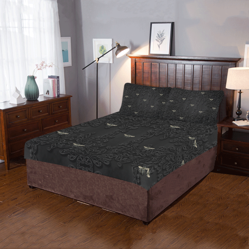 Black Bees and Lace 3-Piece Bedding Set