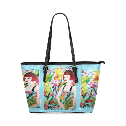 TROPICAL DREAMING Leather Tote Bag/Small (Model 1640)