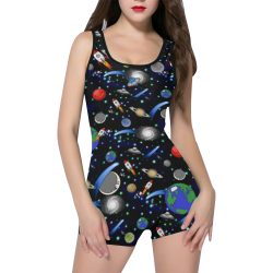Galaxy Universe - Planets, Stars, Comets, Rockets Classic One Piece Swimwear (Model S03)
