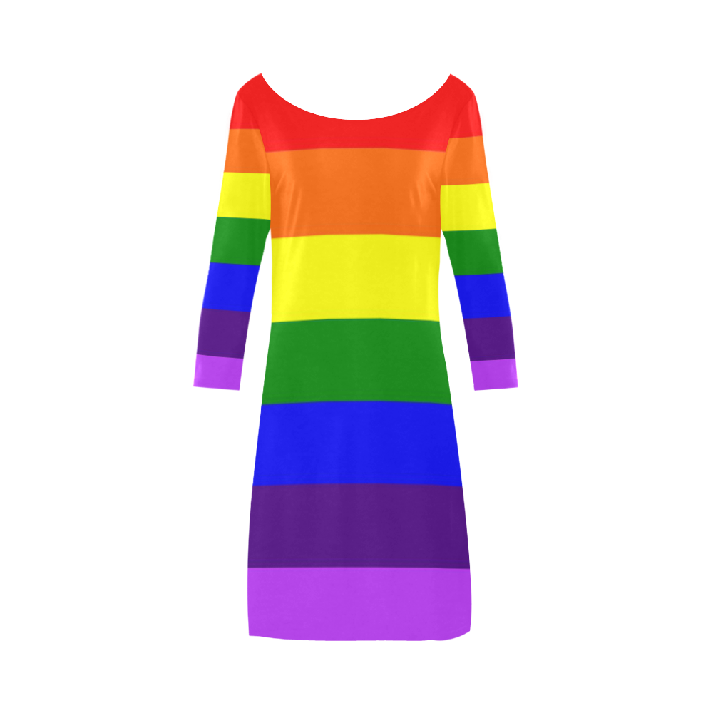 Rainbow Flag (Gay Pride - LGBTQIA+) Bateau A-Line Skirt (D21)