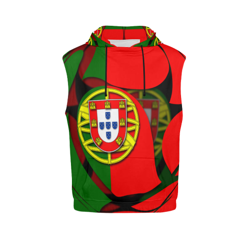 The Flag of Portugal All Over Print Sleeveless Hoodie for Women (Model H15)