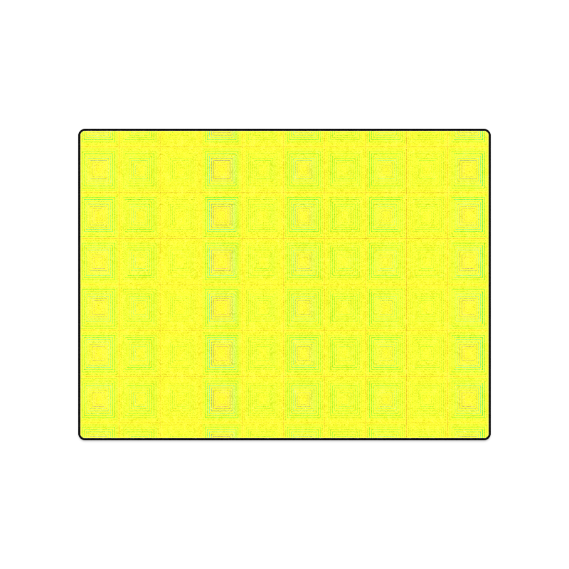 Yellow multicolored multiple squares Blanket 50"x60"