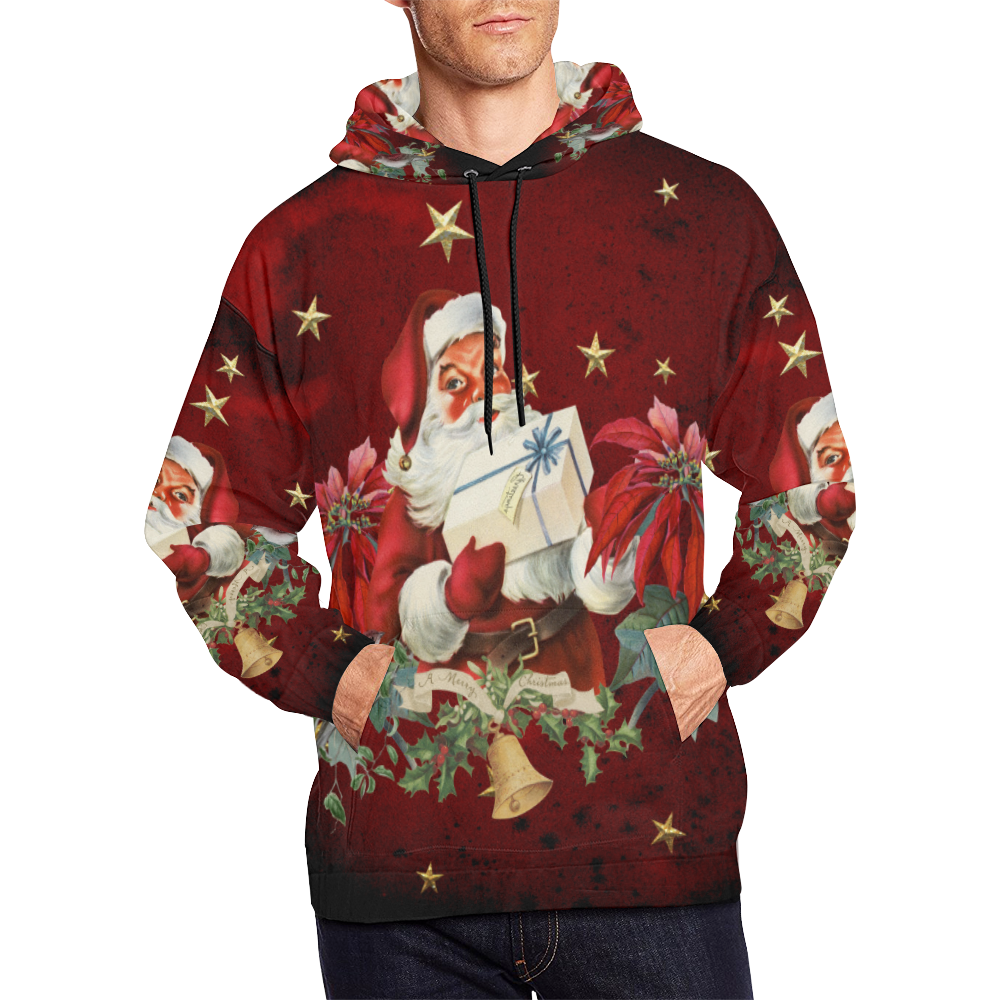 Santa Claus with gifts, vintage All Over Print Hoodie for Men/Large Size (USA Size) (Model H13)