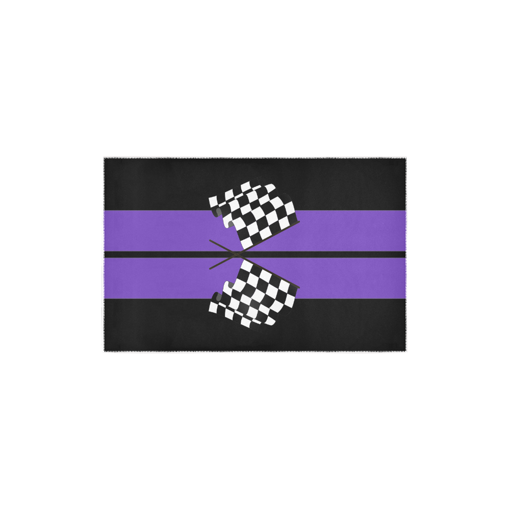 Checkered Flags, Race Car Stripe Black and Purple Area Rug 2'7"x 1'8‘’