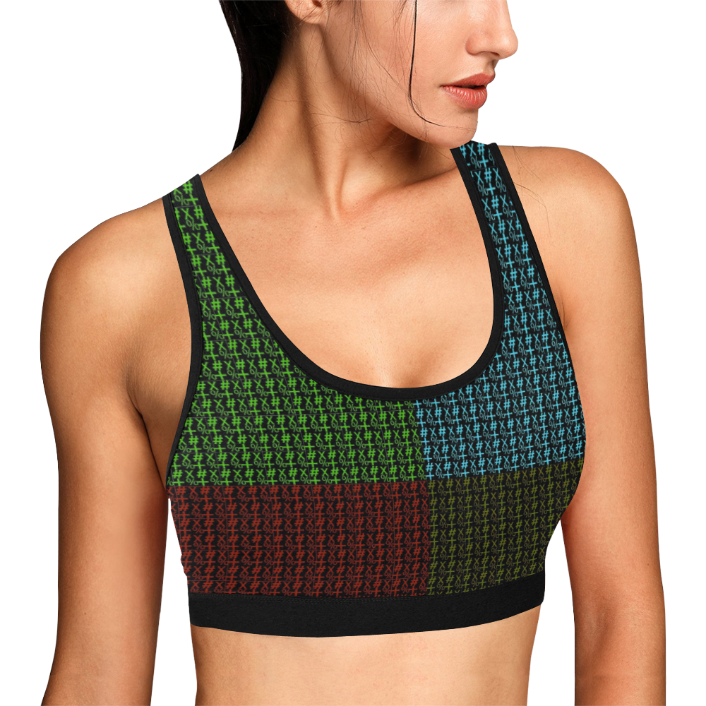 NUMBERS Collection Symbols 4 Women's All Over Print Sports Bra (Model T52)