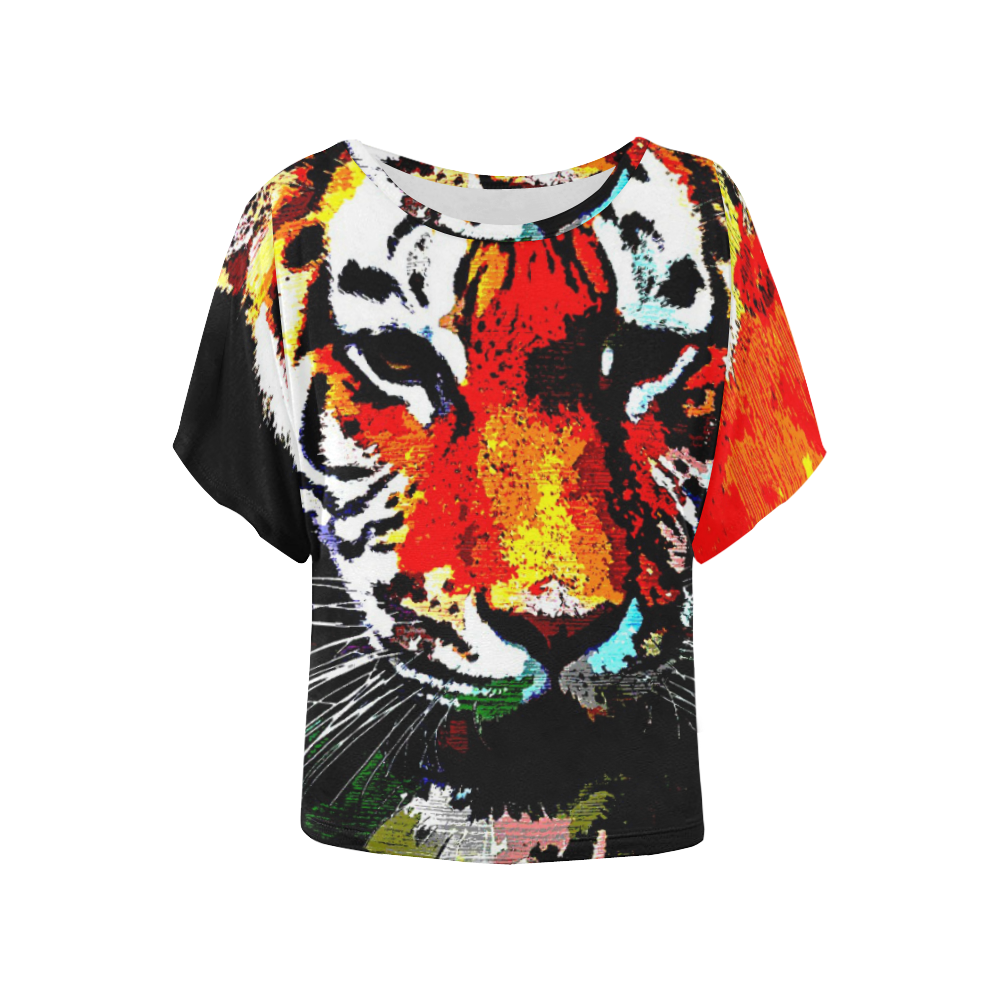 TIGER 12 Women's Batwing-Sleeved Blouse T shirt (Model T44)