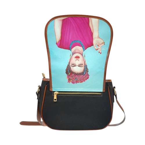 FRIDA IN THE PINK Saddle Bag/Small (Model 1649)(Flap Customization)