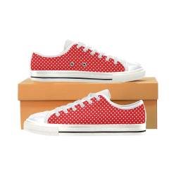 Red polka dots Canvas Women's Shoes/Large Size (Model 018)