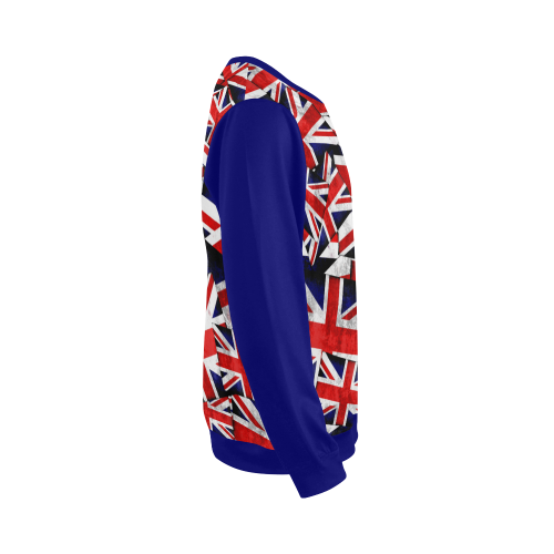 Union Jack British UK Flag  (Vest Style) Blue All Over Print Crewneck Sweatshirt for Men (Model H18)